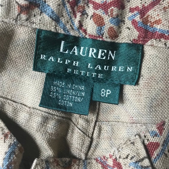 Lauren Paisley Linen Blend Capri Pants - Picture 5 of 5